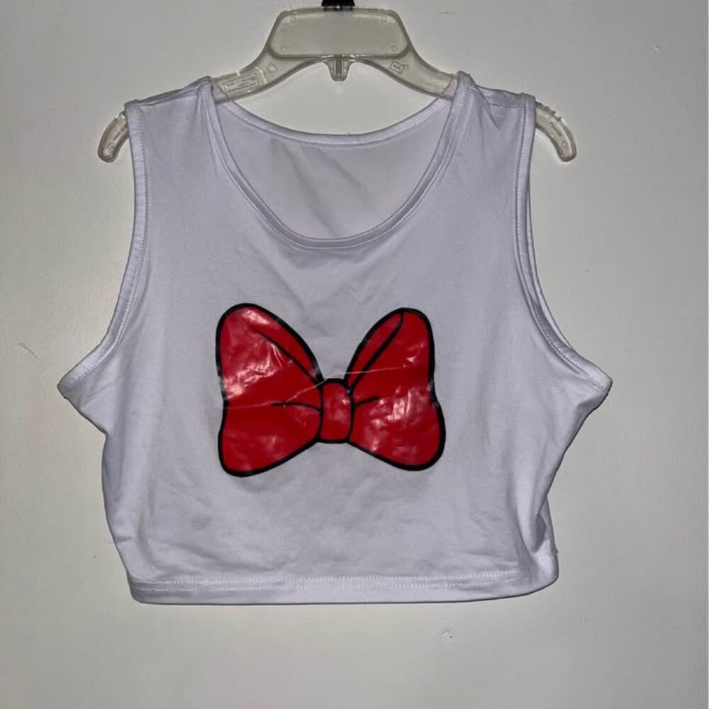 Minnie Mouse Red Bow Crop Top, Large